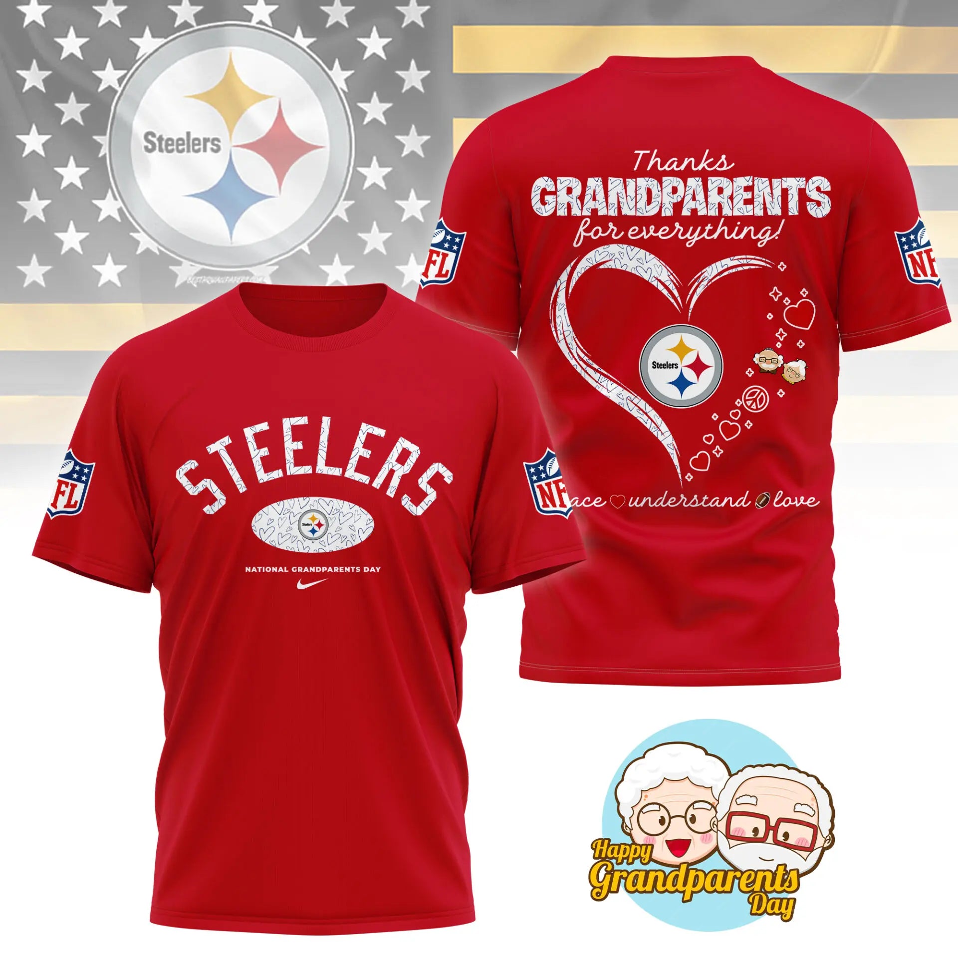 Pittsburgh Steelers | Premium National Grandparents Day 3D Shirt NY – HuddleStyle.com - Image 4