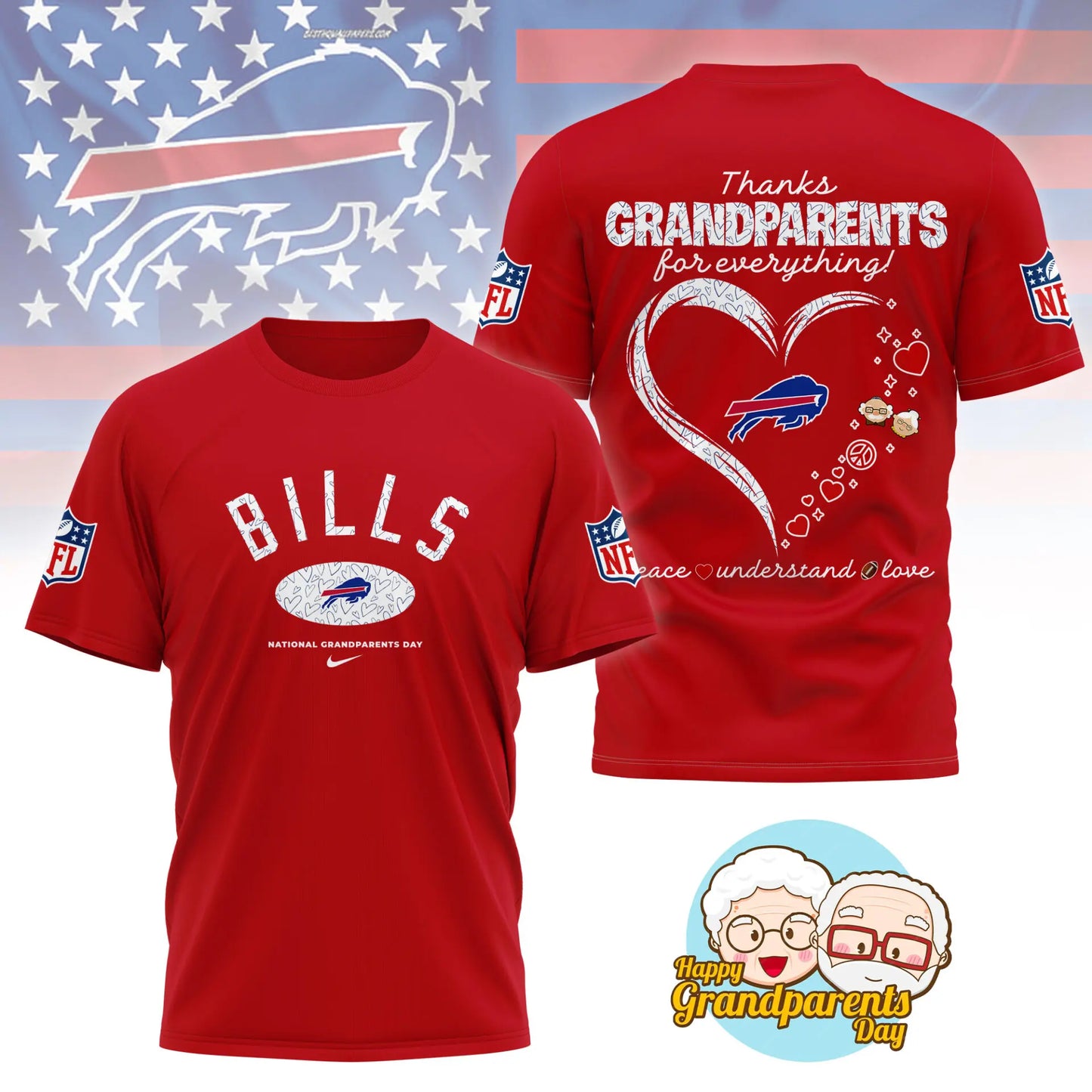 Buffalo Bills | Premium National Grandparents Day 3D Shirt NY – HuddleStyle.com - Image 5