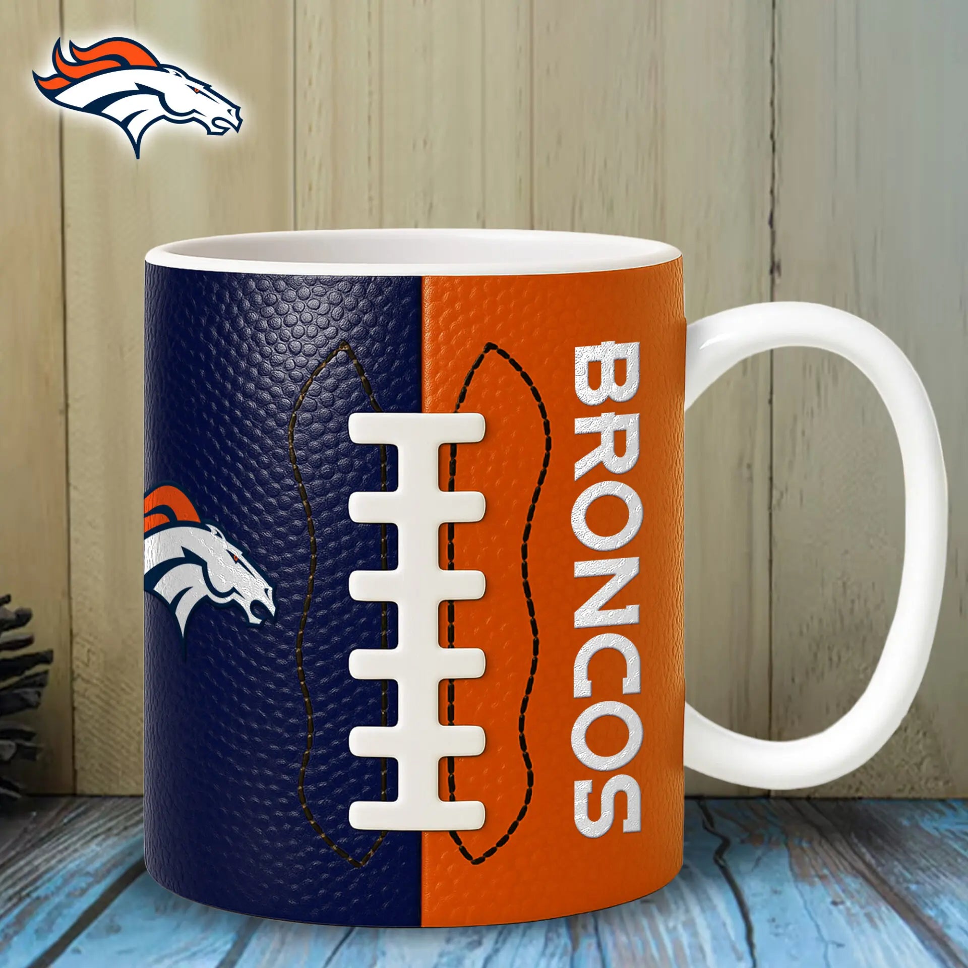 Denver Broncos | Premium NFL Split Color Ceramic Mug HI – HuddleStyle.com - Image 2