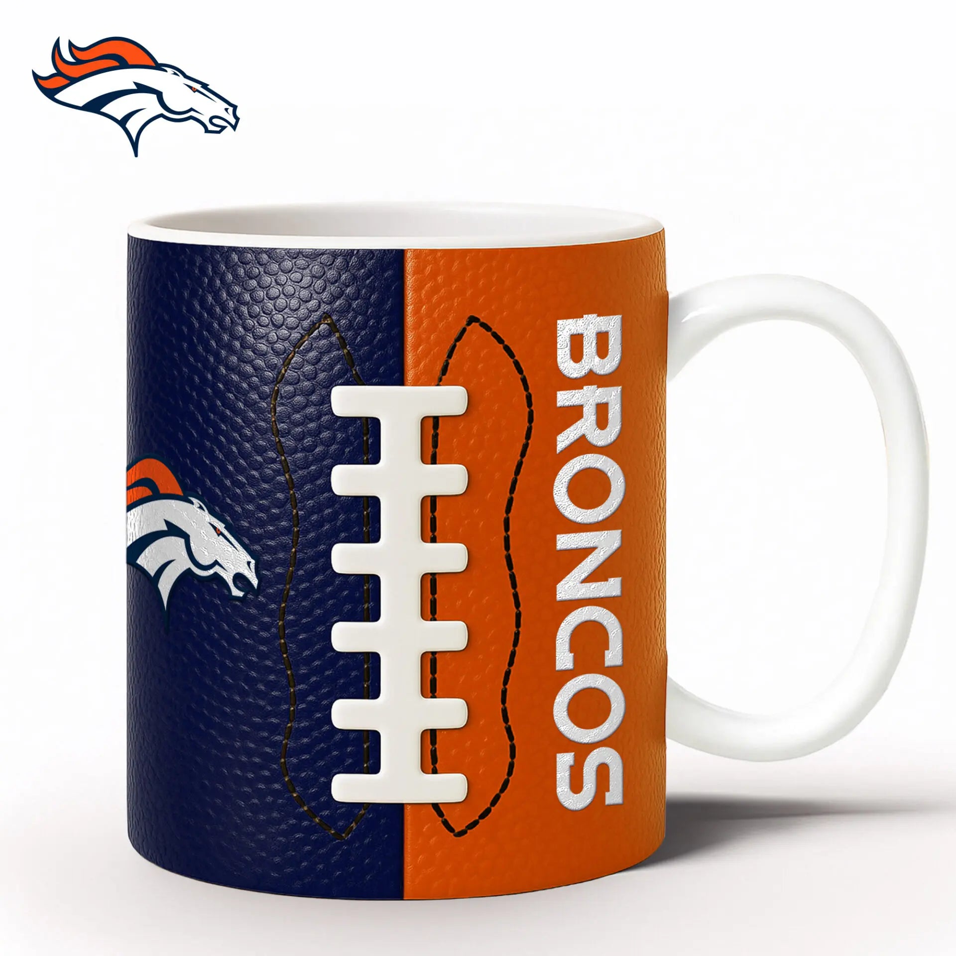 Denver Broncos | Premium NFL Split Color Ceramic Mug HI – HuddleStyle.com - Image 3