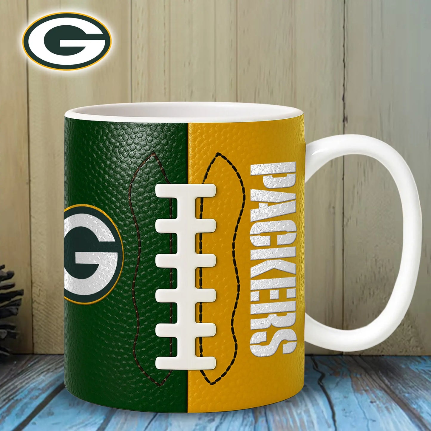Green Bay Packers | Premium NFL Split Color Ceramic Mug HI – HuddleStyle.com - Image 3