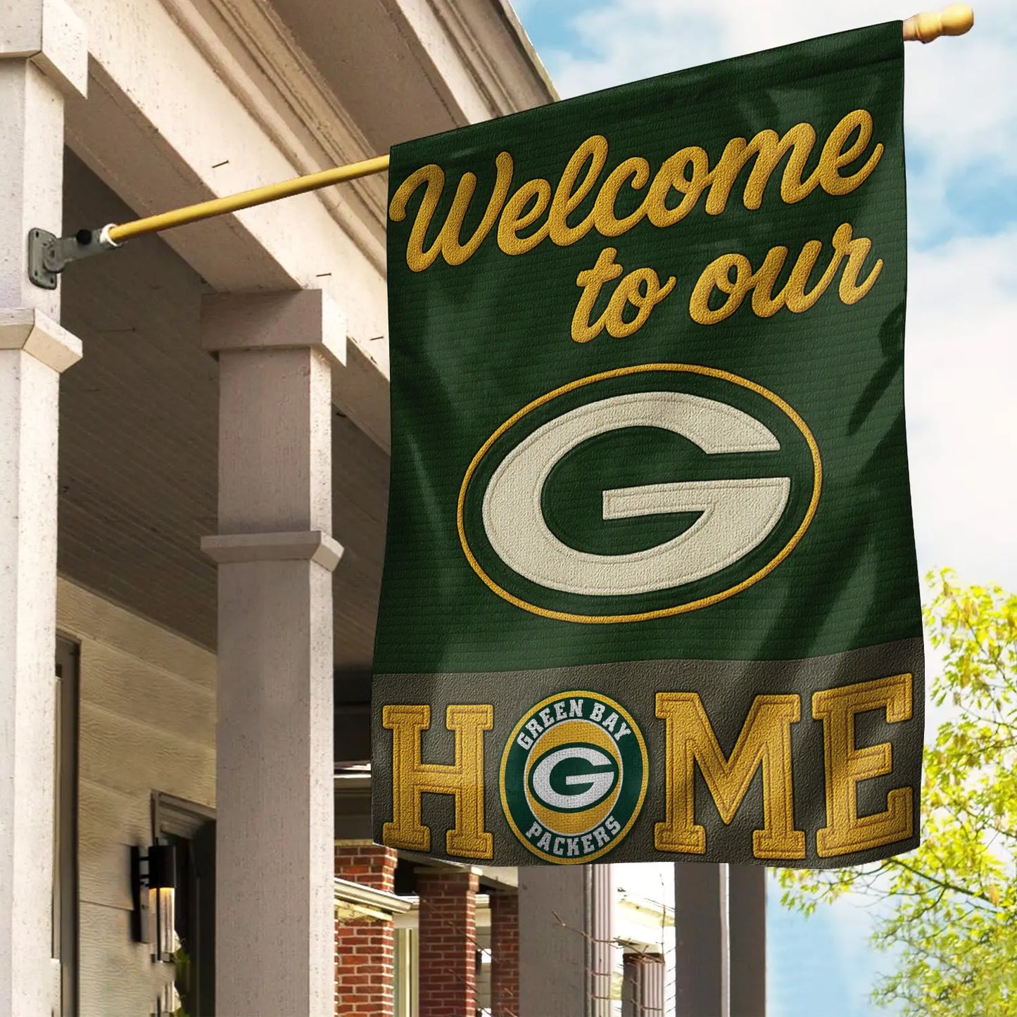 Green Bay Packers | Premium NFL Welcome Home Flag HI – HuddleStyle.com - Image 2