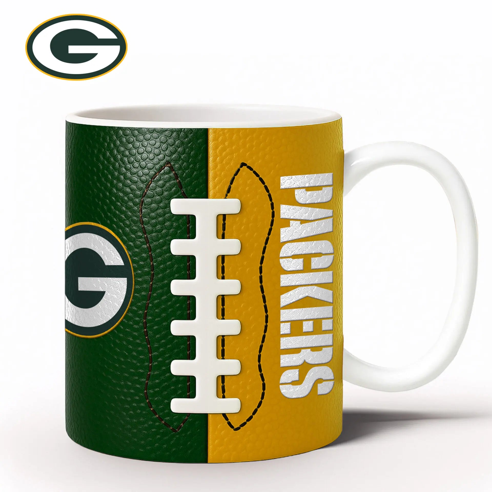 Green Bay Packers | Premium NFL Split Color Ceramic Mug HI – HuddleStyle.com - Image 2