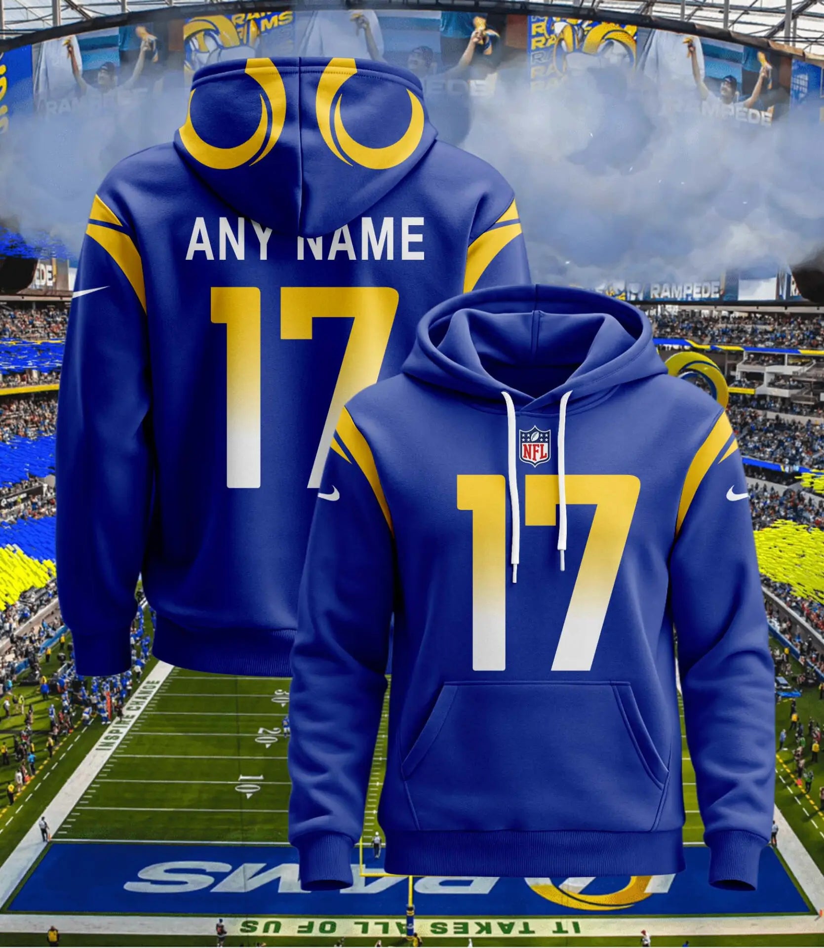 Los Angeles Rams | Hoodie Style Jersey Custom Name And Number – HuddleStyle.com - Image 3