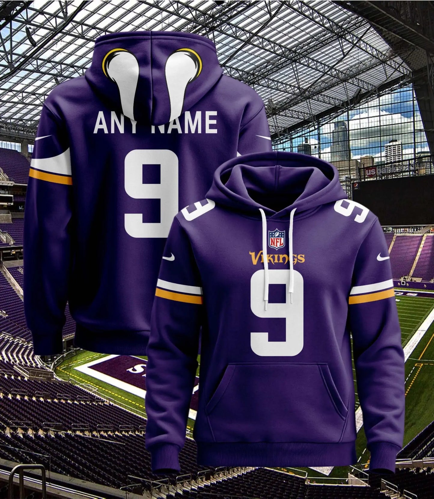 Minnesota Vikings | Hoodie Style Jersey Custom Name And Number – HuddleStyle.com - Main