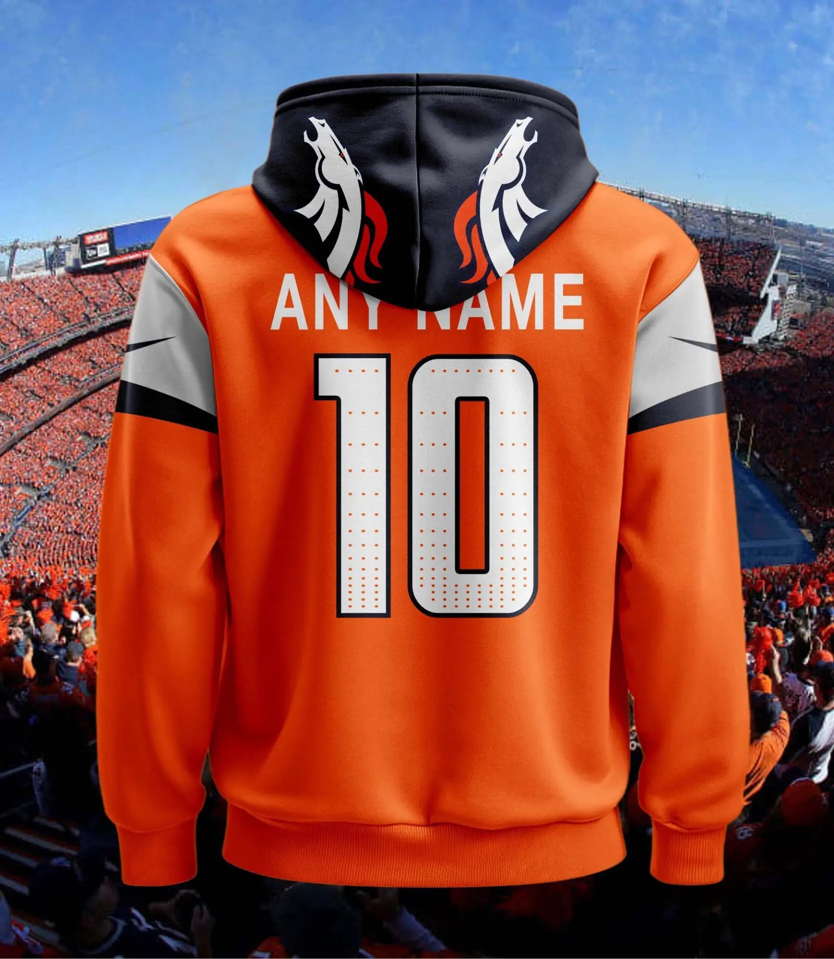 Denver Broncos | Hoodie Style Jersey Custom Name And Number – HuddleStyle.com - Image 2