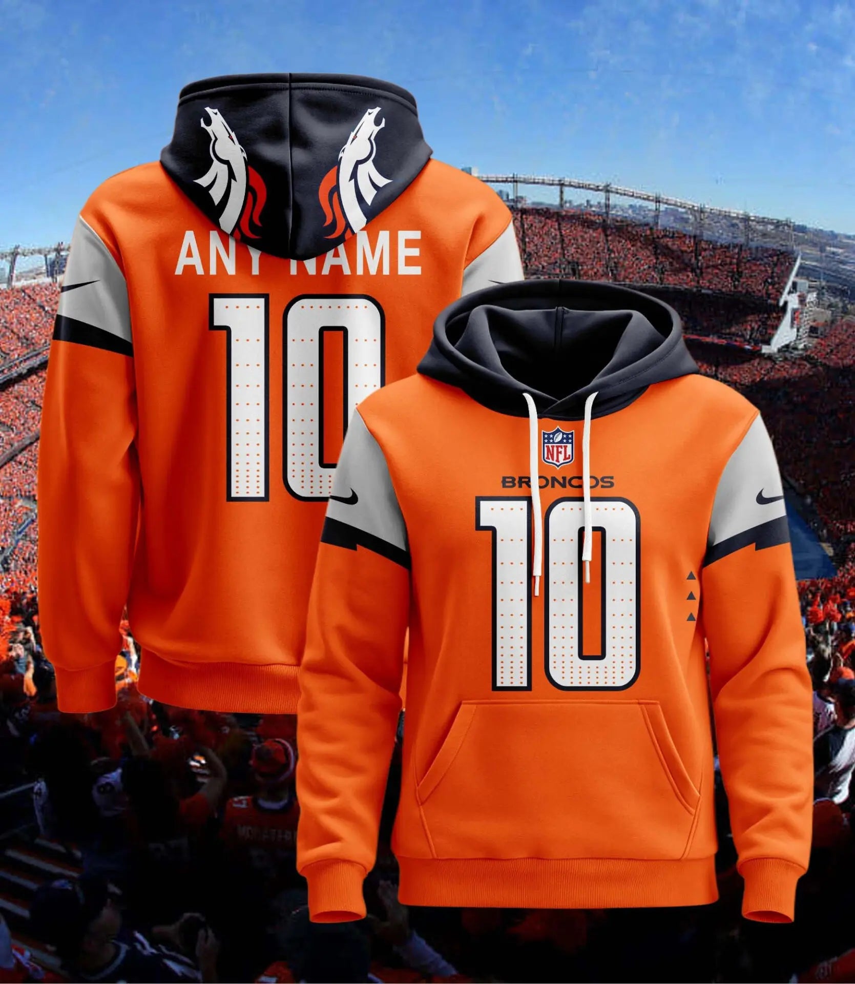 Denver Broncos | Hoodie Style Jersey Custom Name And Number – HuddleStyle.com - Image 2