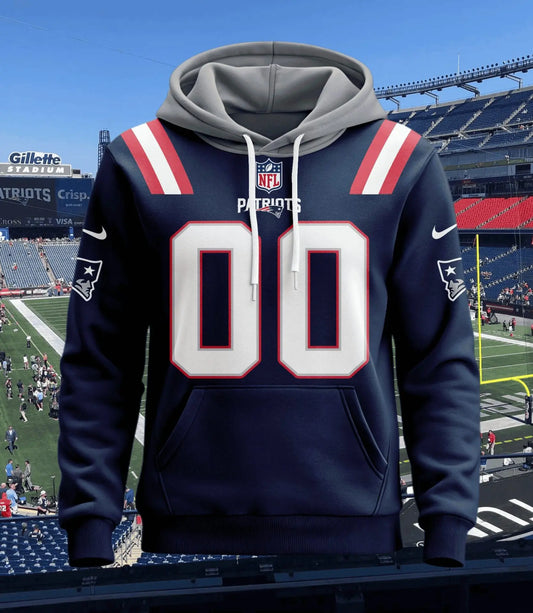 New England Patriots | Hoodie Style Jersey Custom Name And Number – HuddleStyle.com - Main