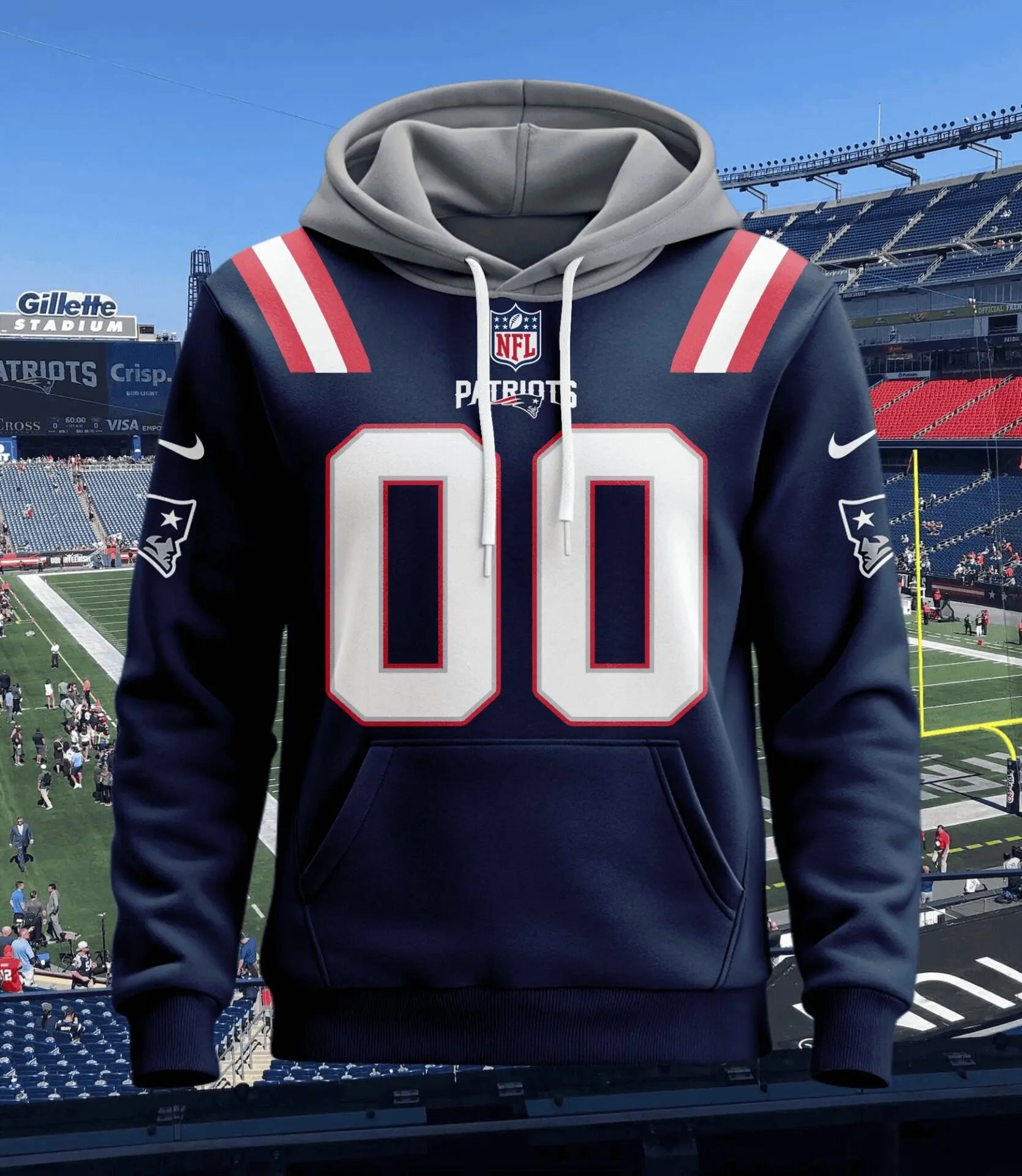 New England Patriots | Hoodie Style Jersey Custom Name And Number – HuddleStyle.com - Image 2