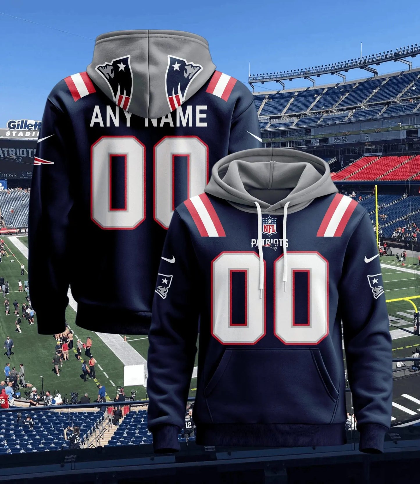 New England Patriots | Hoodie Style Jersey Custom Name And Number – HuddleStyle.com - Image 2