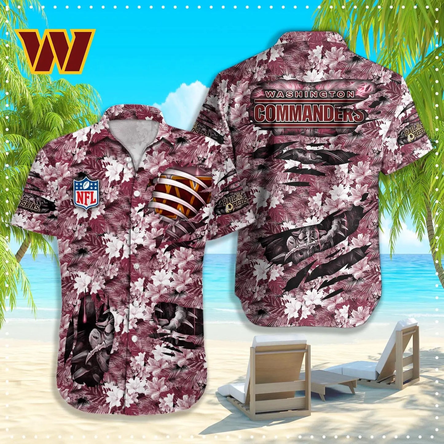 Washington Commanders | Hawaii Shirt For Fans, Summer Football Shirt – HuddleStyle.com - Image 3