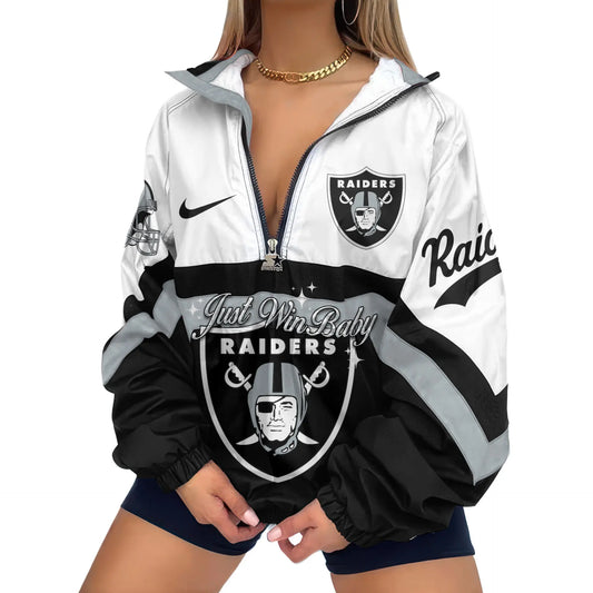 Las Vegas Raiders | Premium Women’s Printed V-Neck Zipper Sweatshirt Jackets TD – HuddleStyle.com - Main