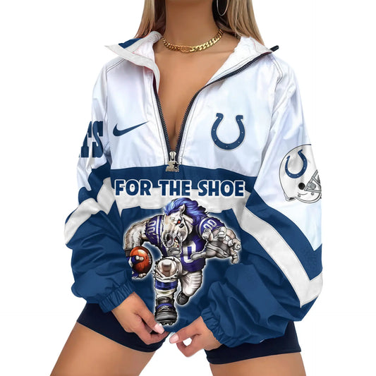 Indianapolis Colts | Premium Women’s Printed V-Neck Zipper Sweatshirt Jackets TD – HuddleStyle.com - Main