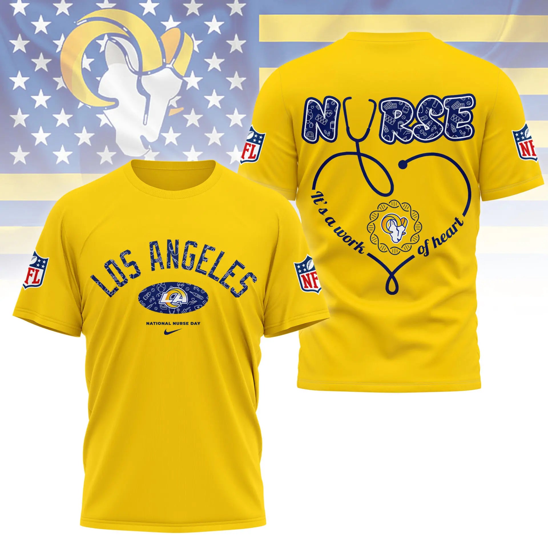Los Angeles Rams | PREMIUM 3D NURSE APPRECIATION DAY SHIRT NY – HuddleStyle.com - Image 4