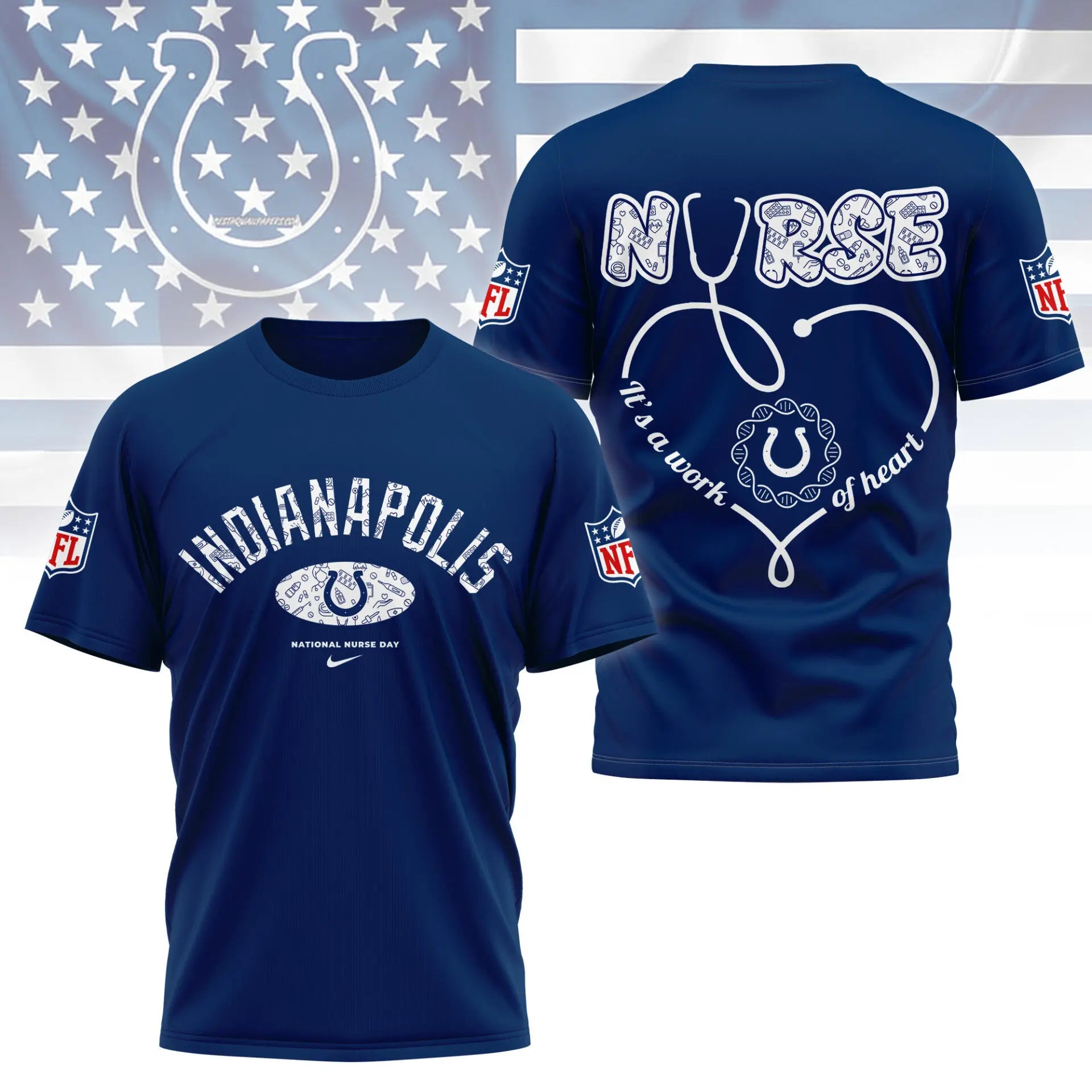 Indianapolis Colts | PREMIUM 3D NURSE APPRECIATION DAY SHIRT NY – HuddleStyle.com - Image 2