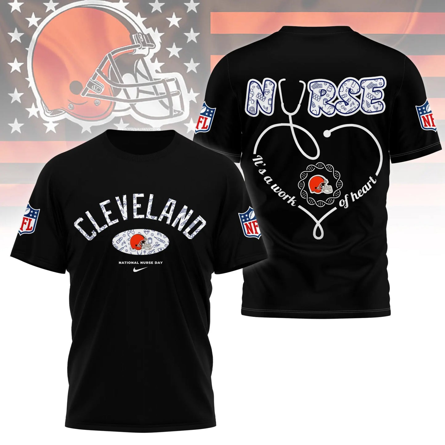 Cleveland Browns | PREMIUM 3D NURSE APPRECIATION DAY SHIRT NY – HuddleStyle.com - Image 4