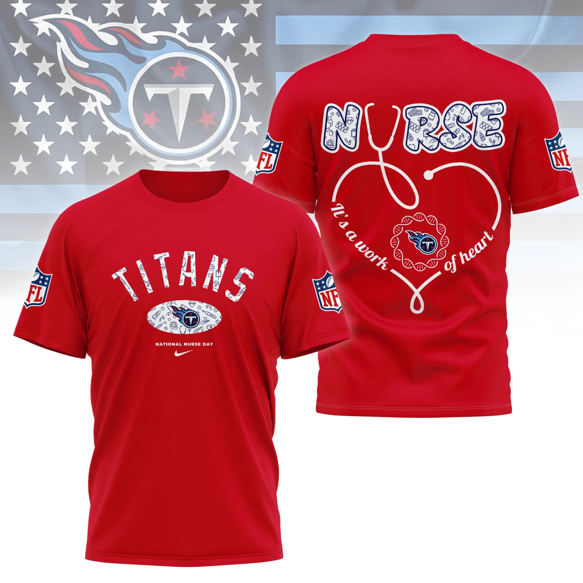 Tennessee Titans | PREMIUM 3D NURSE APPRECIATION DAY SHIRT NY – HuddleStyle.com - Image 2
