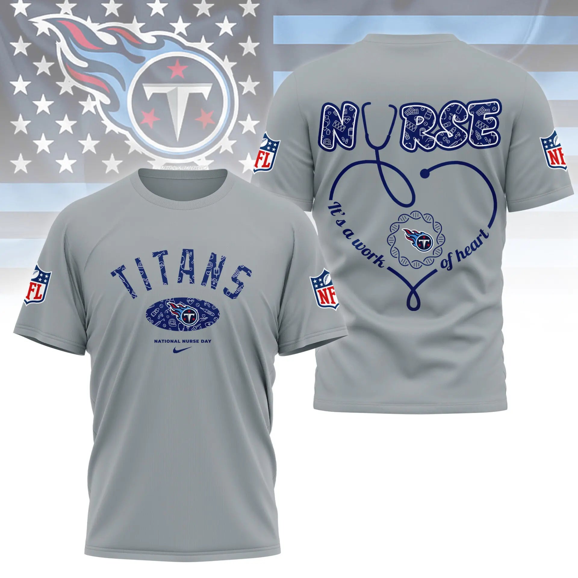 Tennessee Titans | PREMIUM 3D NURSE APPRECIATION DAY SHIRT NY – HuddleStyle.com - Main