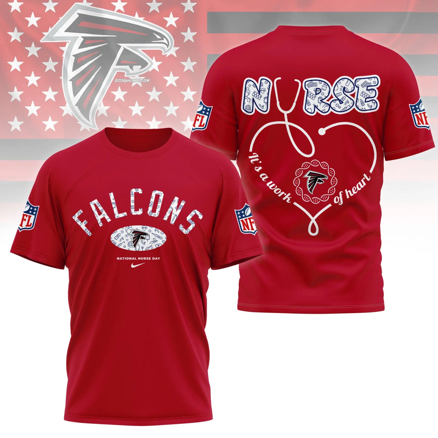 Atlanta Falcons | PREMIUM 3D NURSE APPRECIATION DAY SHIRT NY – HuddleStyle.com - Image 2