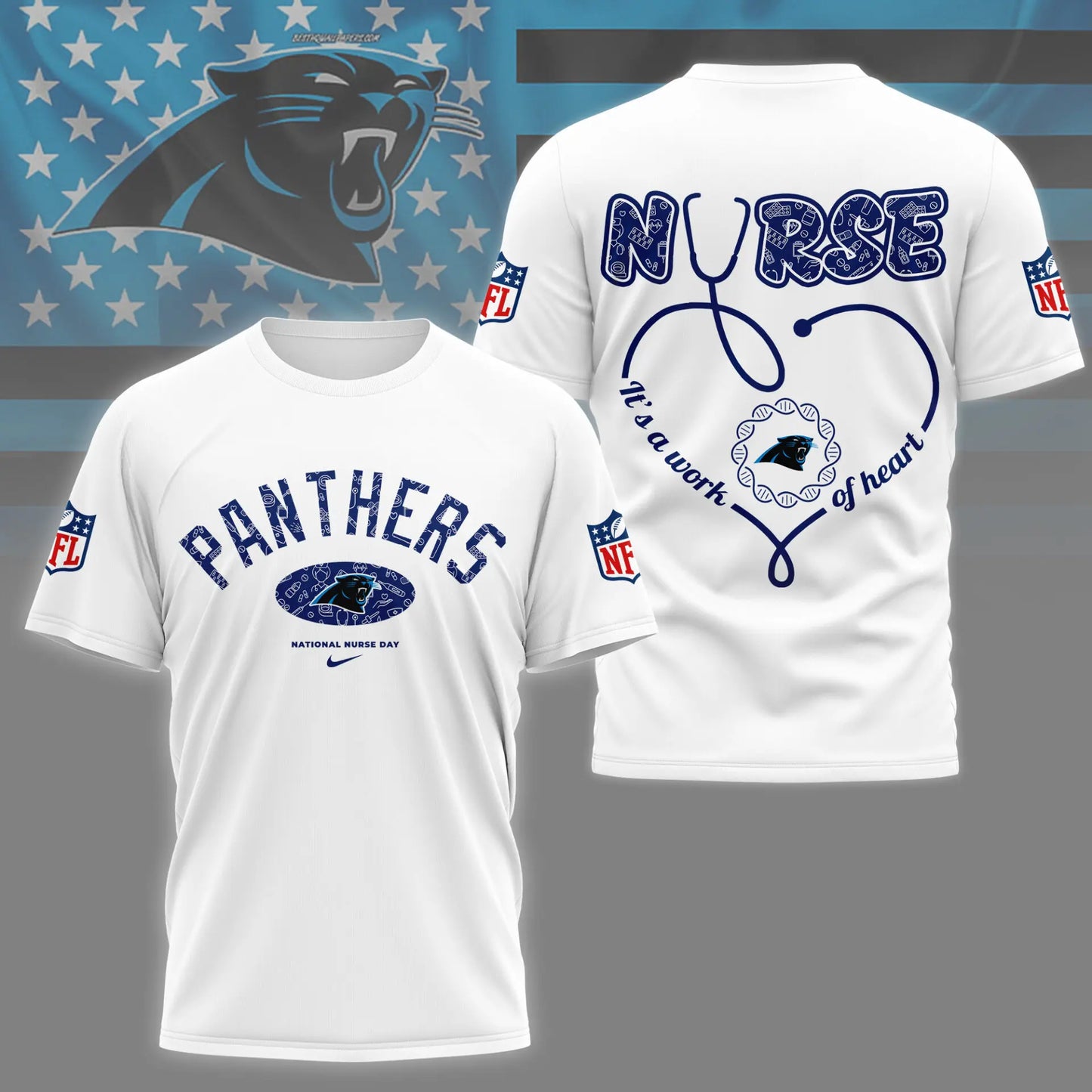 Carolina Panthers | PREMIUM 3D NURSE APPRECIATION DAY SHIRT NY – HuddleStyle.com - Image 2