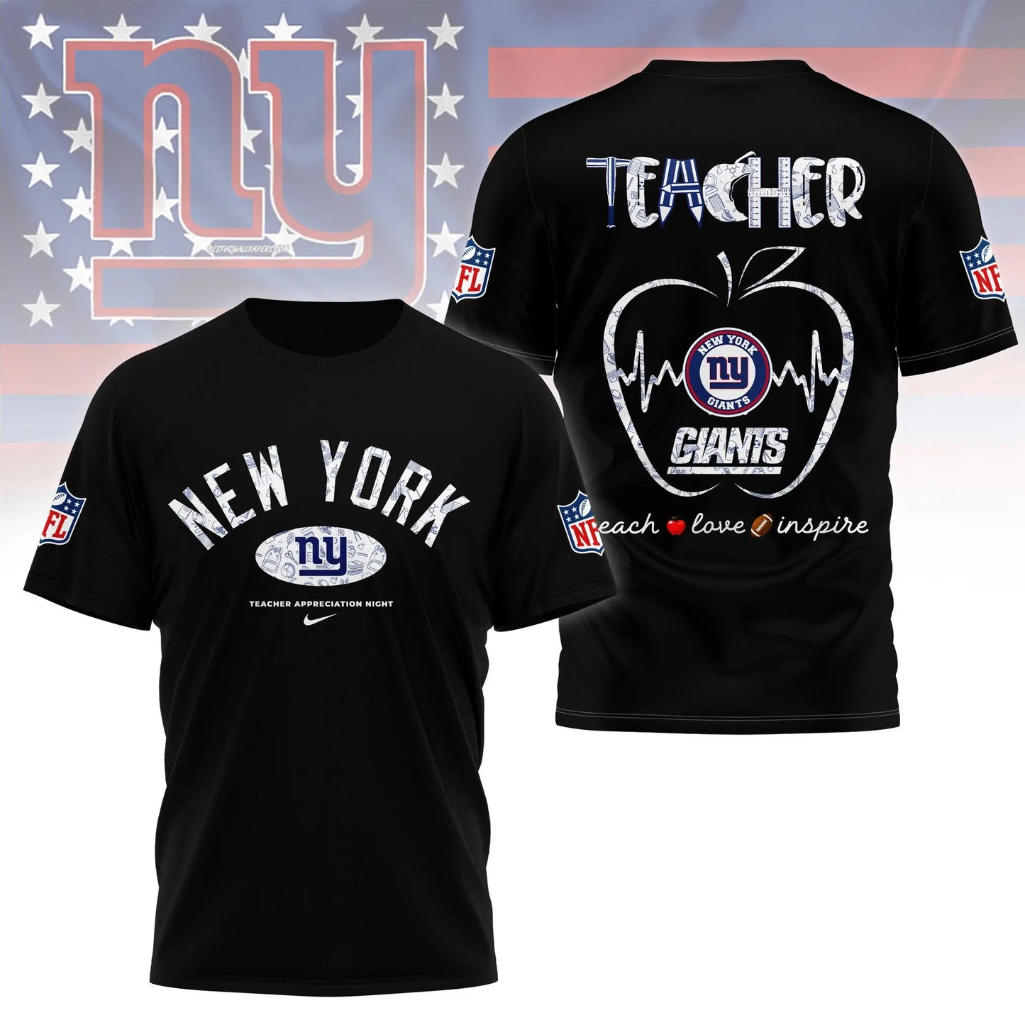 New York Giants |PREMIUM 3D TEACHER APPRECIATION DAY SHIRT NY – HuddleStyle.com - Image 4