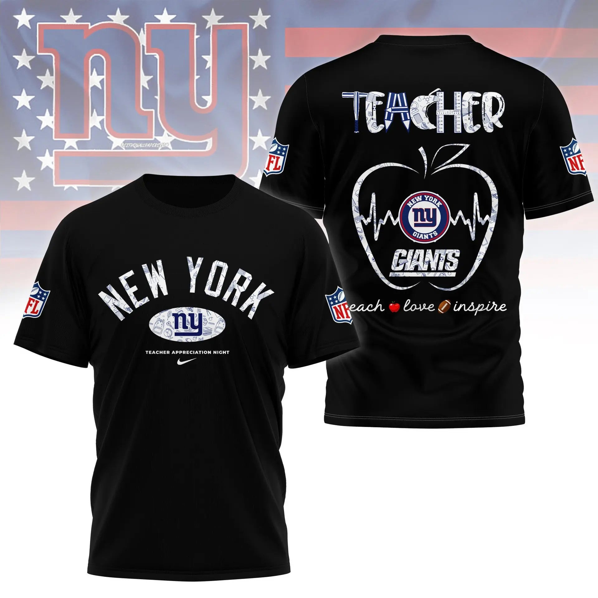 New York Giants |PREMIUM 3D TEACHER APPRECIATION DAY SHIRT NY – HuddleStyle.com - Image 4