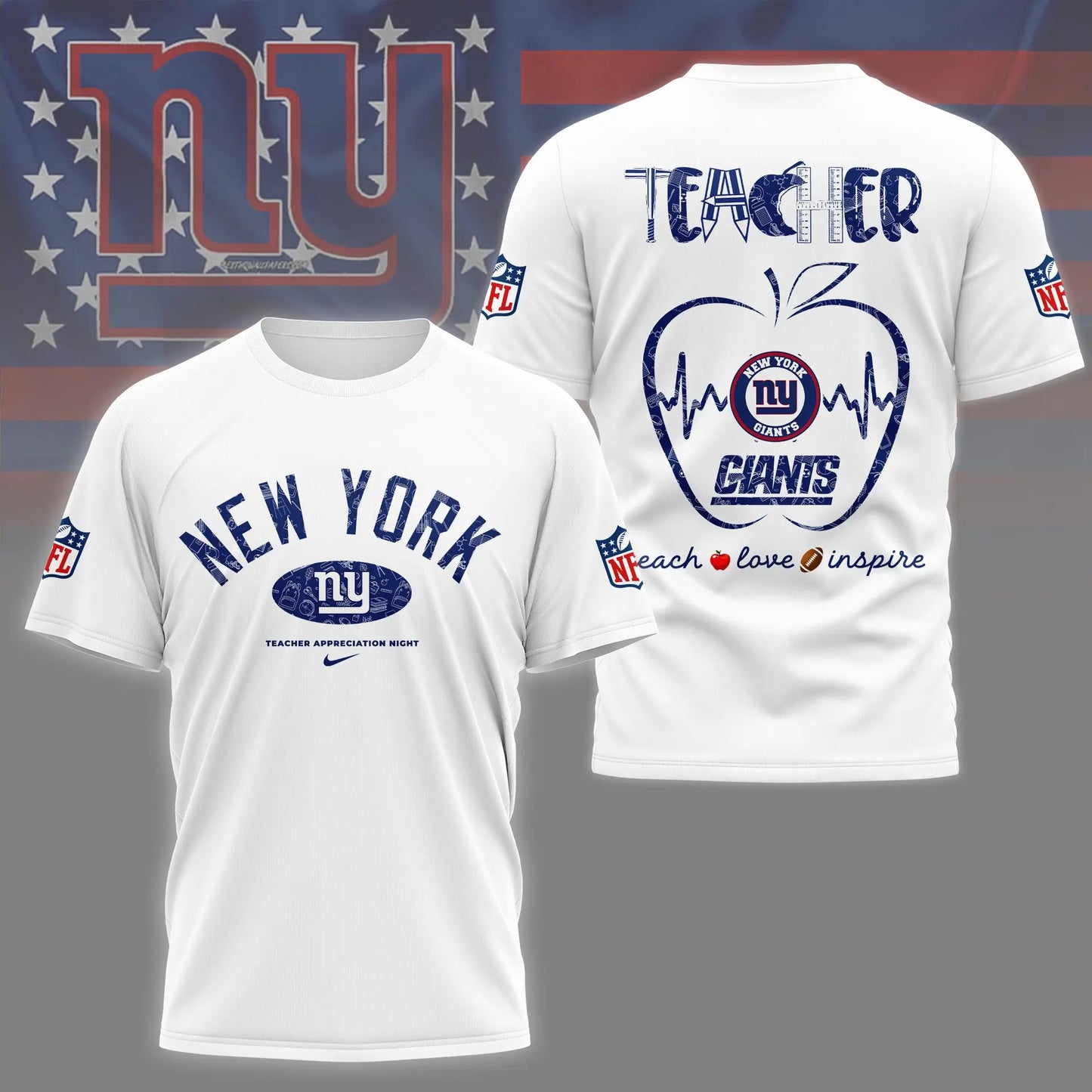 New York Giants |PREMIUM 3D TEACHER APPRECIATION DAY SHIRT NY – HuddleStyle.com - Image 2