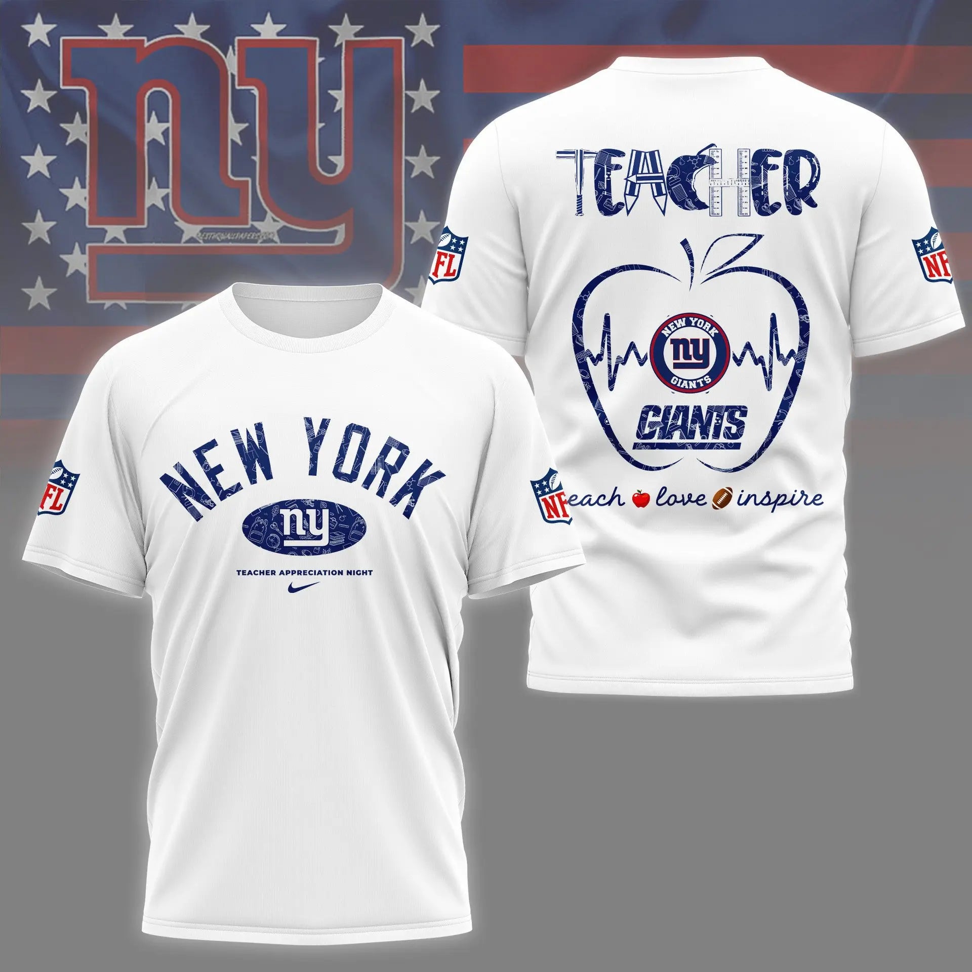 New York Giants |PREMIUM 3D TEACHER APPRECIATION DAY SHIRT NY – HuddleStyle.com - Image 2