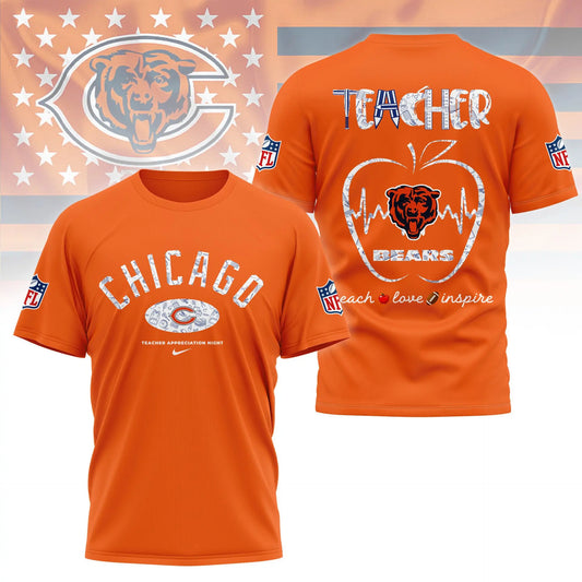 Chicago Bears |PREMIUM 3D TEACHER APPRECIATION DAY SHIRT NY – HuddleStyle.com - Main