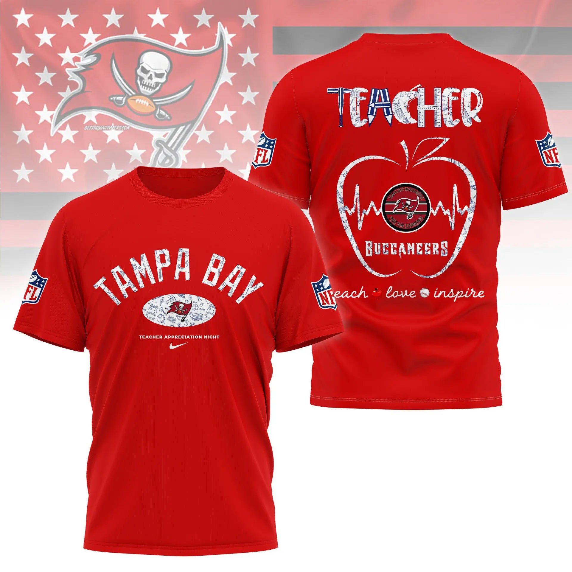 Tampa Bay Buccaneers |PREMIUM 3D TEACHER APPRECIATION DAY SHIRT NY – HuddleStyle.com - Image 3