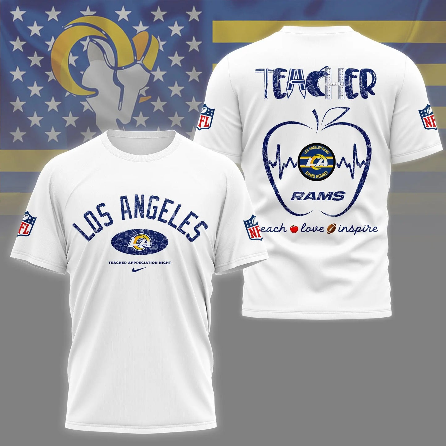 Los Angeles Rams |PREMIUM 3D TEACHER APPRECIATION DAY SHIRT NY – HuddleStyle.com - Image 6