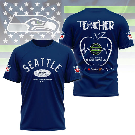 Seattle Seahawks |PREMIUM 3D TEACHER APPRECIATION DAY SHIRT NY – HuddleStyle.com - Main