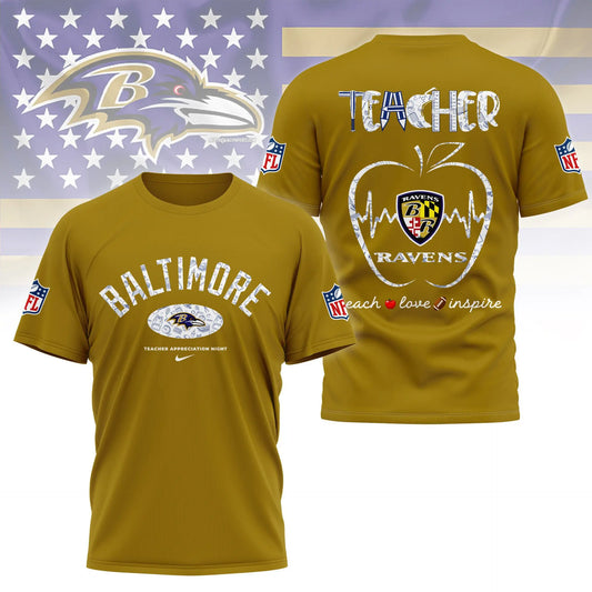 Baltimore Ravens |PREMIUM 3D TEACHER APPRECIATION DAY SHIRT NY – HuddleStyle.com - Main