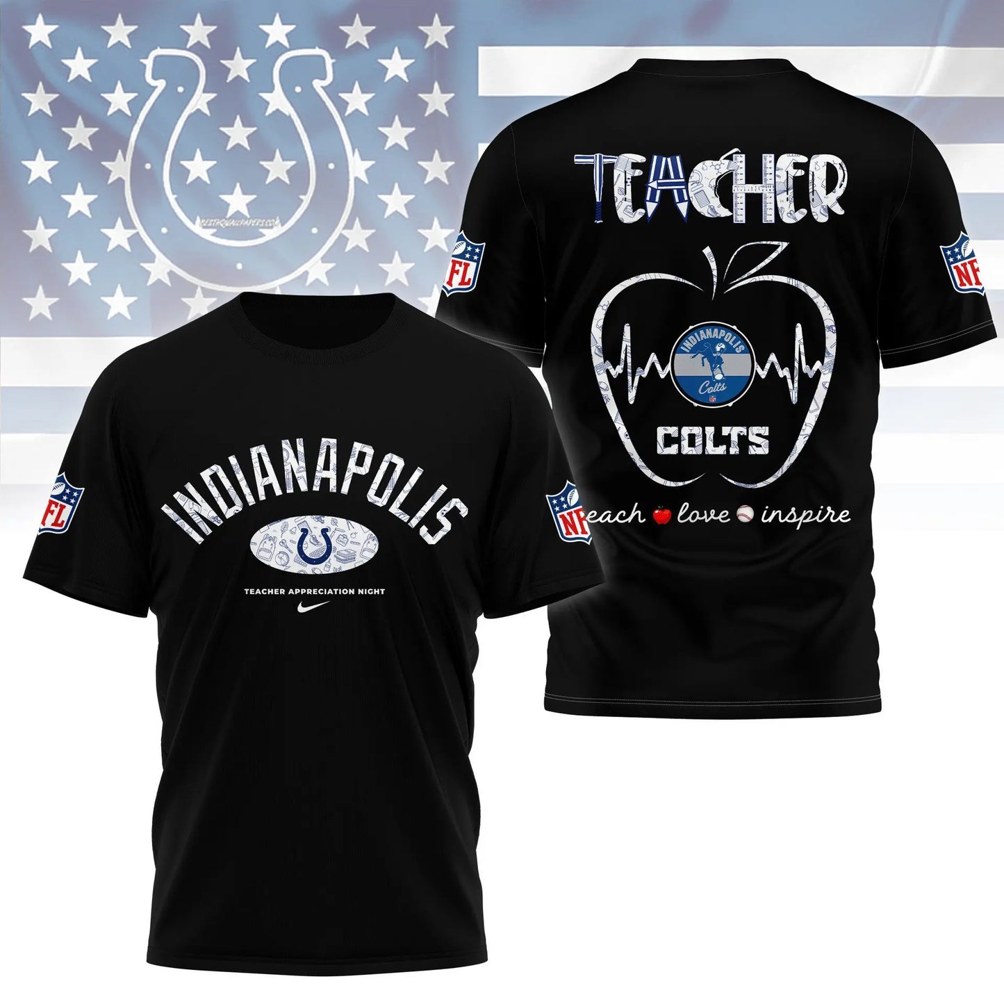 Indianapolis Colts |PREMIUM 3D TEACHER APPRECIATION DAY SHIRT NY – HuddleStyle.com - Main