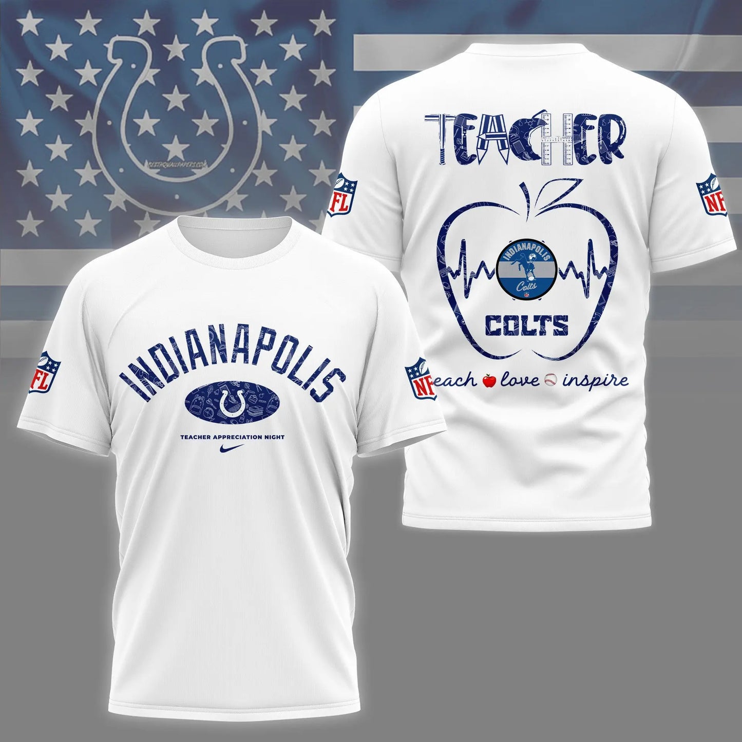 Indianapolis Colts |PREMIUM 3D TEACHER APPRECIATION DAY SHIRT NY – HuddleStyle.com - Image 2