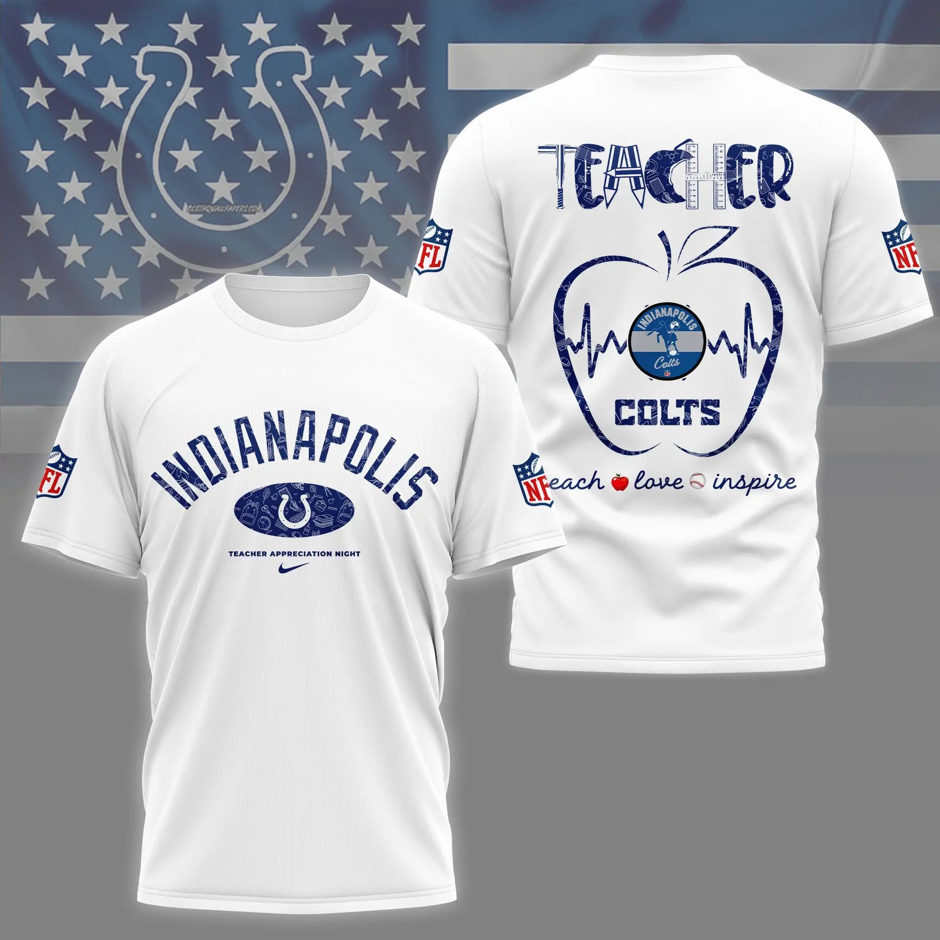 Indianapolis Colts |PREMIUM 3D TEACHER APPRECIATION DAY SHIRT NY – HuddleStyle.com - Image 2