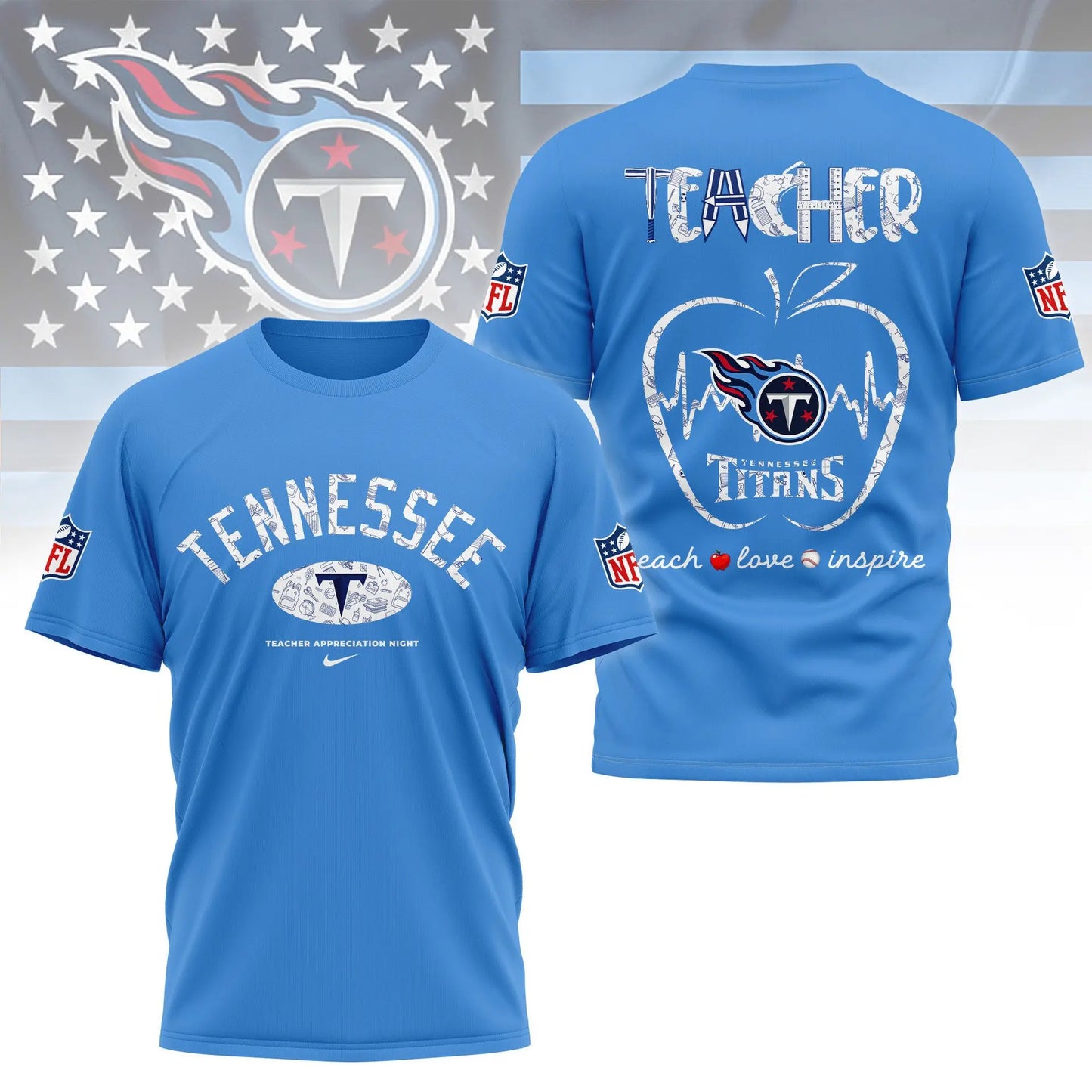 Tennessee Titans |PREMIUM 3D TEACHER APPRECIATION DAY SHIRT NY – HuddleStyle.com - Image 6