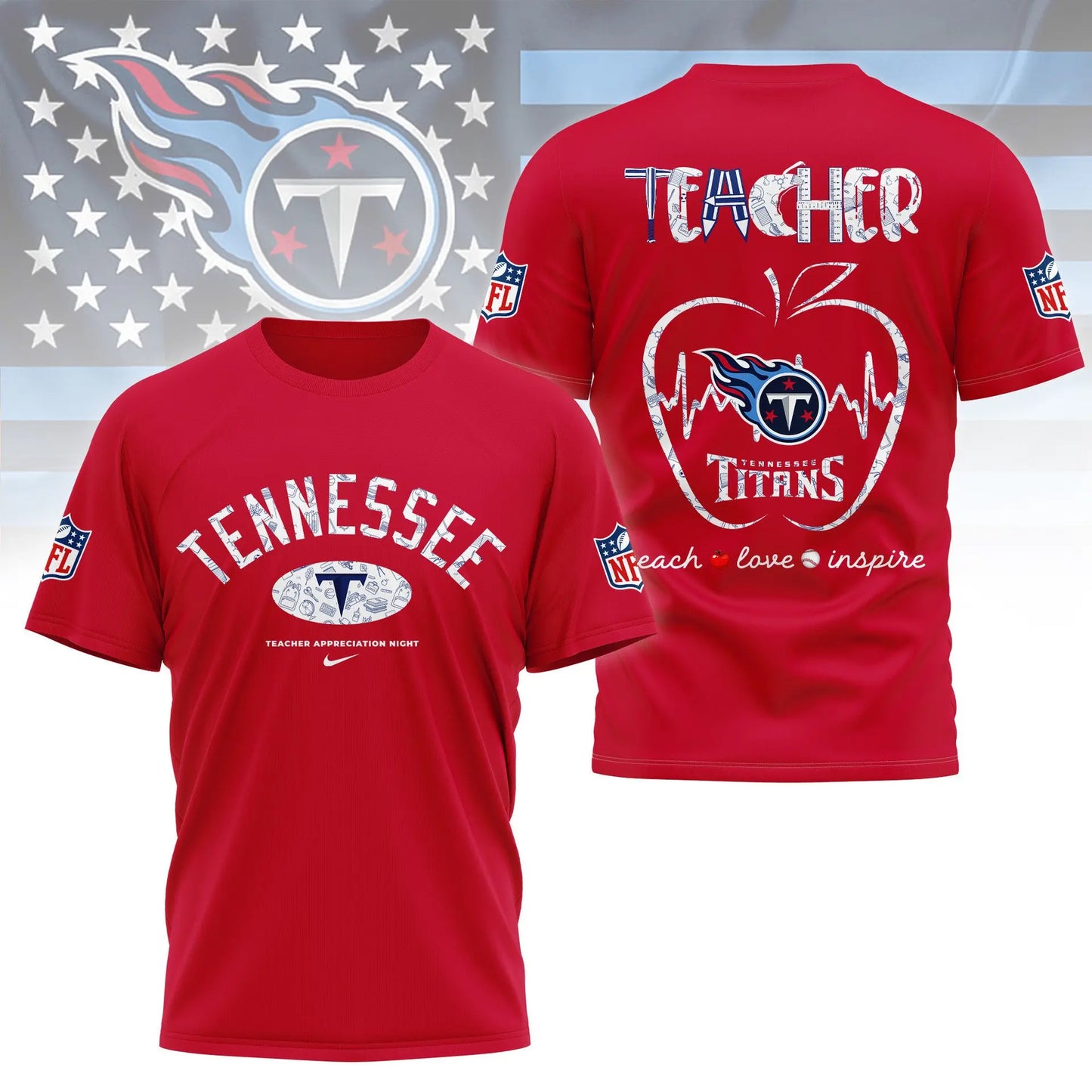 Tennessee Titans |PREMIUM 3D TEACHER APPRECIATION DAY SHIRT NY – HuddleStyle.com - Image 4