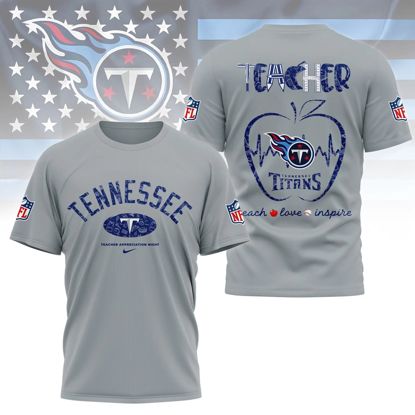 Tennessee Titans |PREMIUM 3D TEACHER APPRECIATION DAY SHIRT NY – HuddleStyle.com - Image 3