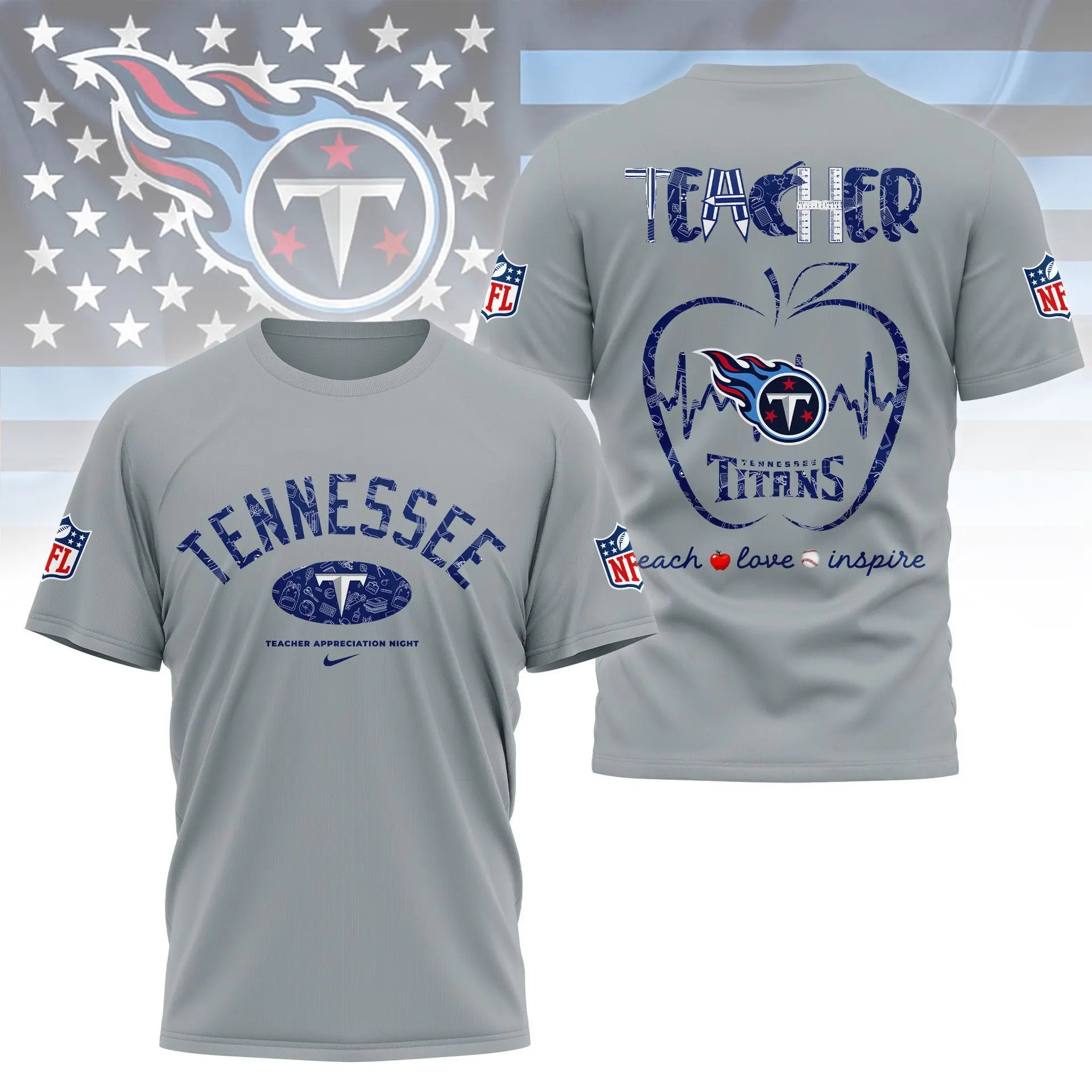 Tennessee Titans |PREMIUM 3D TEACHER APPRECIATION DAY SHIRT NY – HuddleStyle.com - Image 3