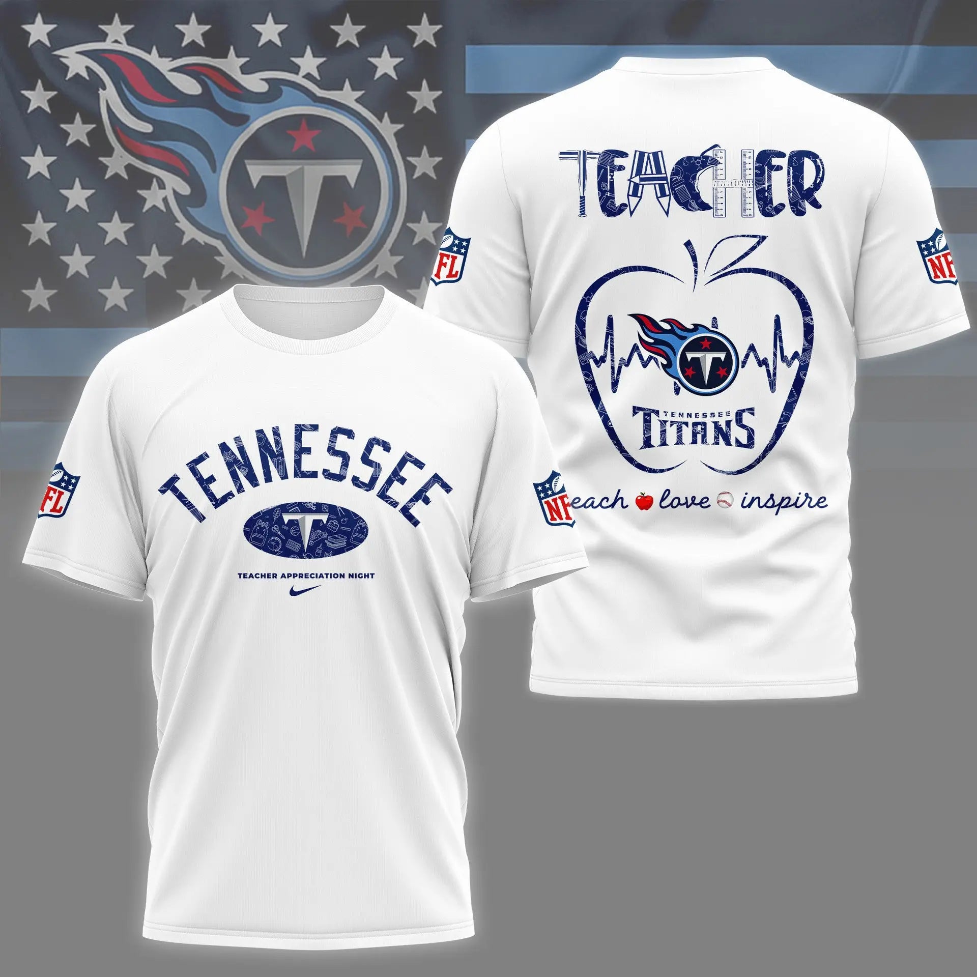 Tennessee Titans |PREMIUM 3D TEACHER APPRECIATION DAY SHIRT NY – HuddleStyle.com - Image 2