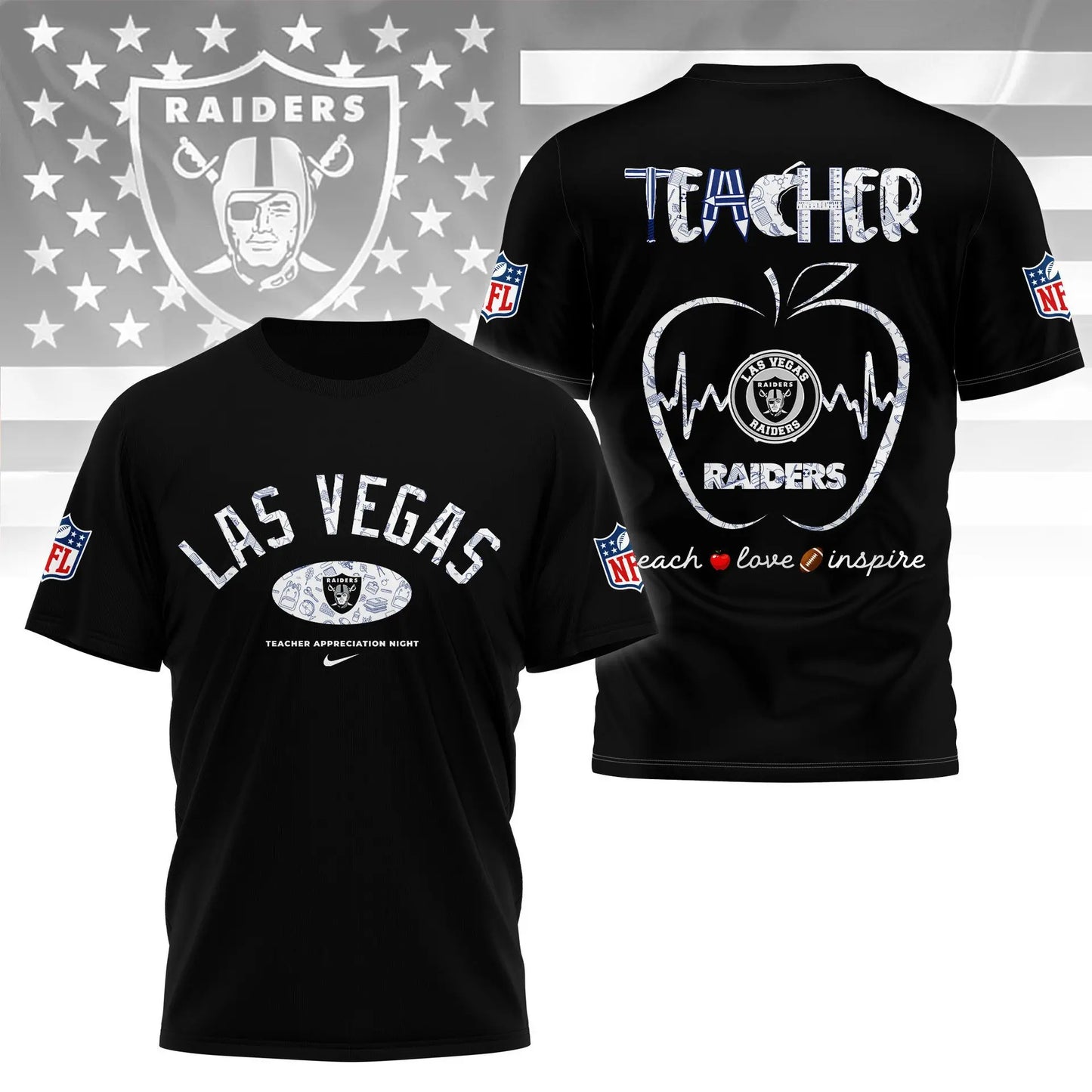 Las Vegas Raiders |PREMIUM 3D TEACHER APPRECIATION DAY SHIRT NY – HuddleStyle.com - Image 2