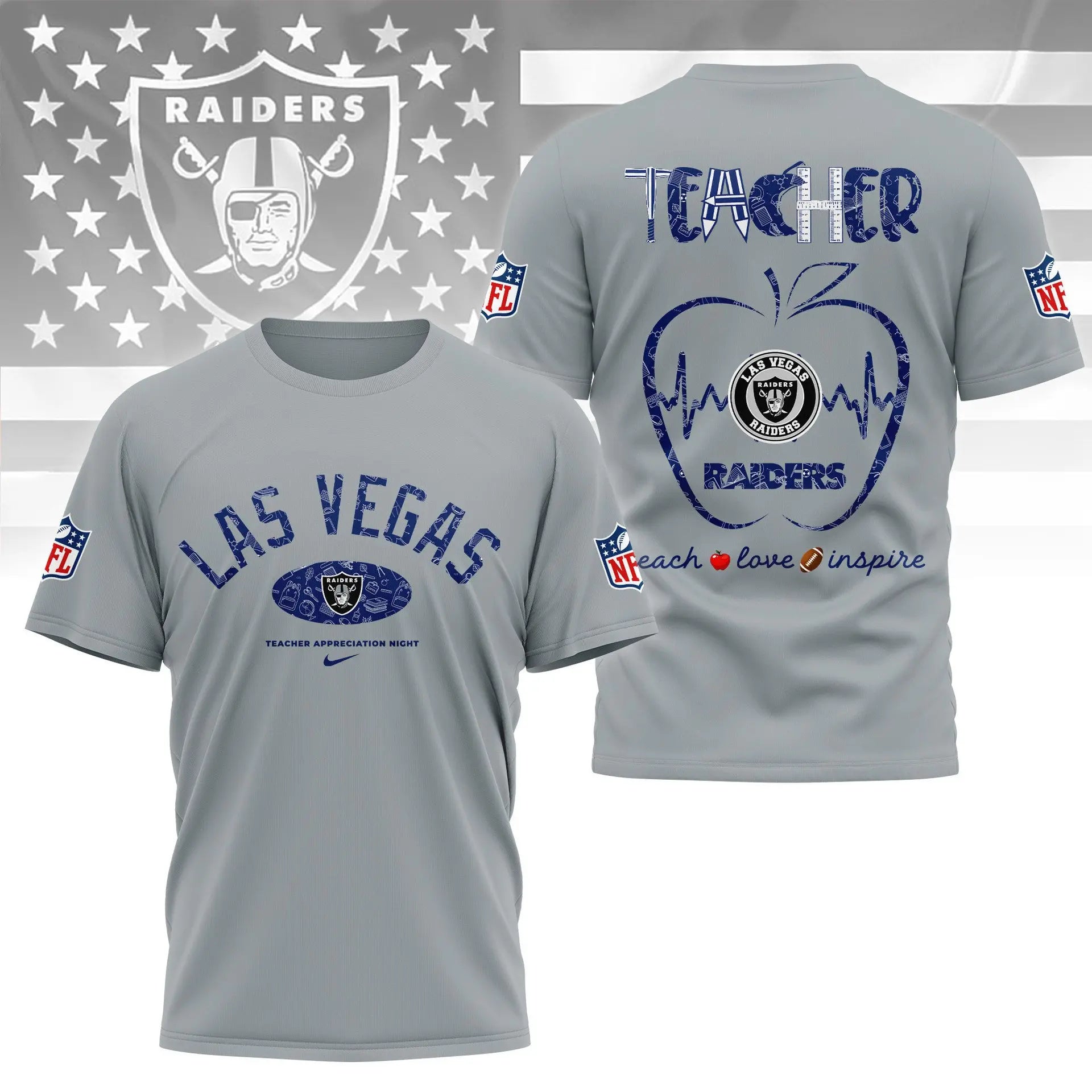 Las Vegas Raiders |PREMIUM 3D TEACHER APPRECIATION DAY SHIRT NY – HuddleStyle.com - Main