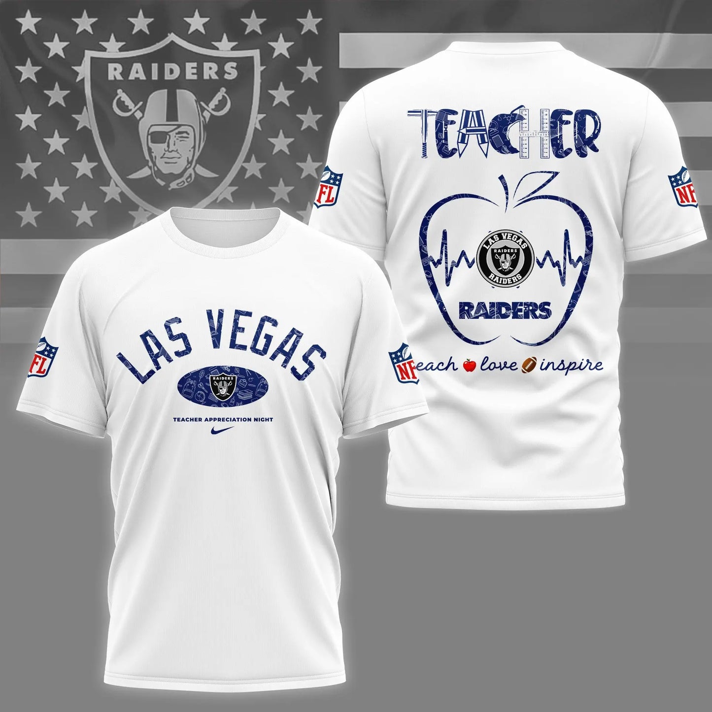 Las Vegas Raiders |PREMIUM 3D TEACHER APPRECIATION DAY SHIRT NY – HuddleStyle.com - Image 3