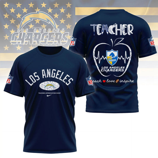 Los Angeles Chargers |PREMIUM 3D TEACHER APPRECIATION DAY SHIRT NY – HuddleStyle.com - Main