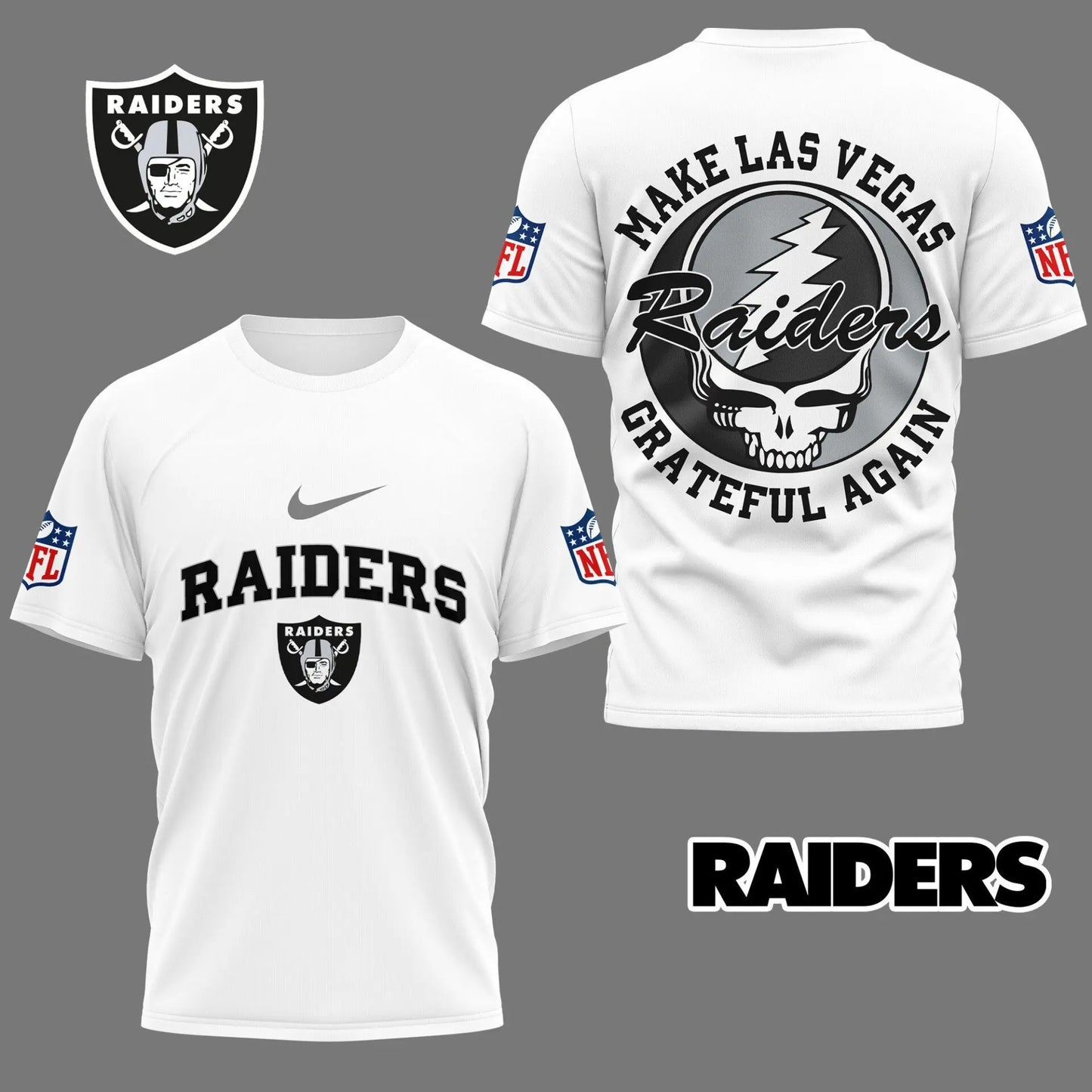 Las Vegas Raiders | Premium Grateful Game Day 3D Shirt NY – HuddleStyle.com - Image 2