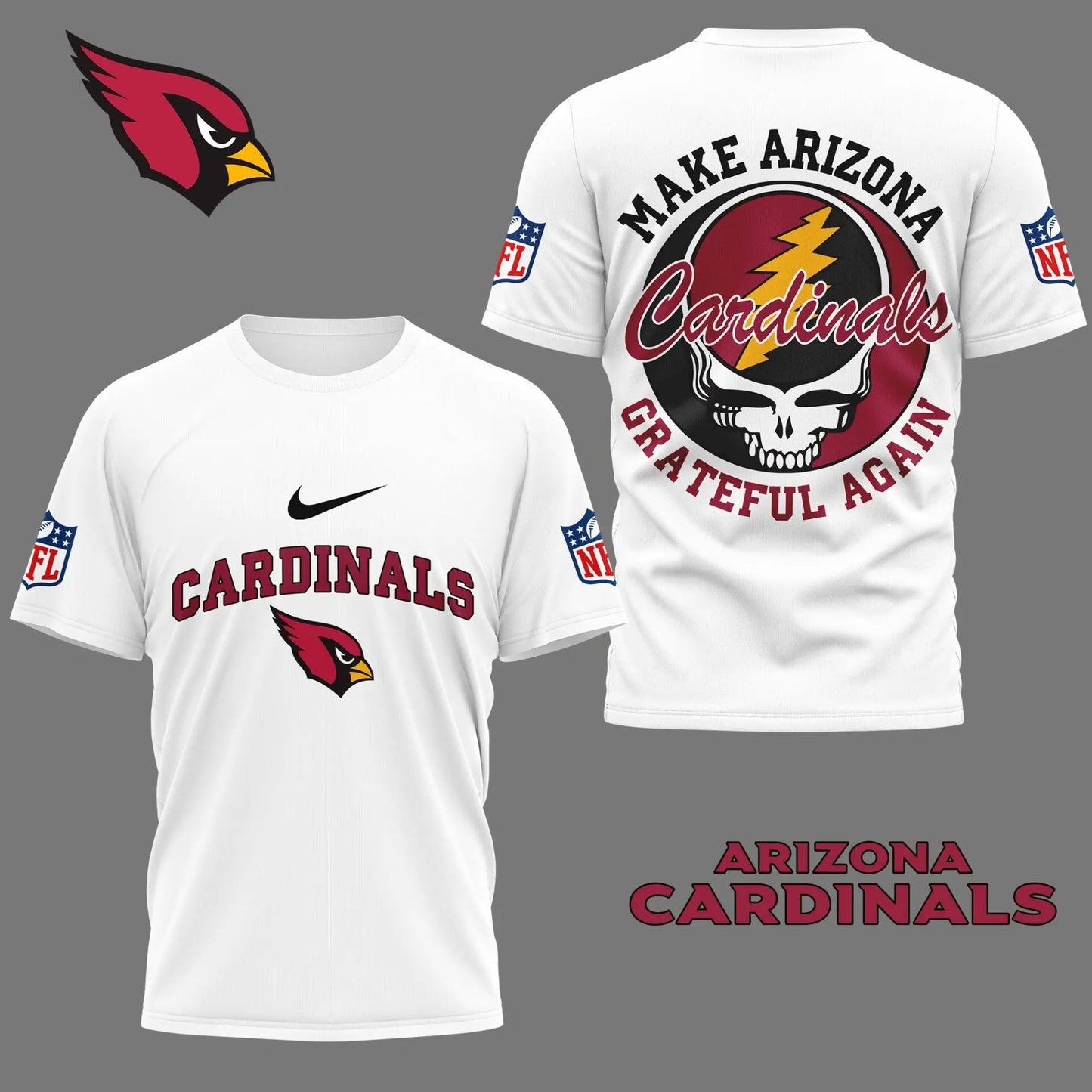 Arizona Cardinals | Premium Grateful Game Day 3D Shirt NY – HuddleStyle.com - Image 2