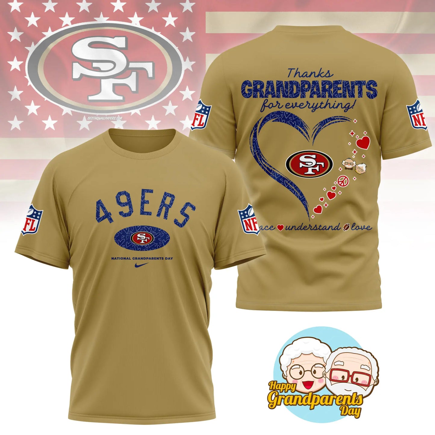 San Francisco 49ers | Premium National Grandparents Day 3D Shirt NY – HuddleStyle.com - Image 5