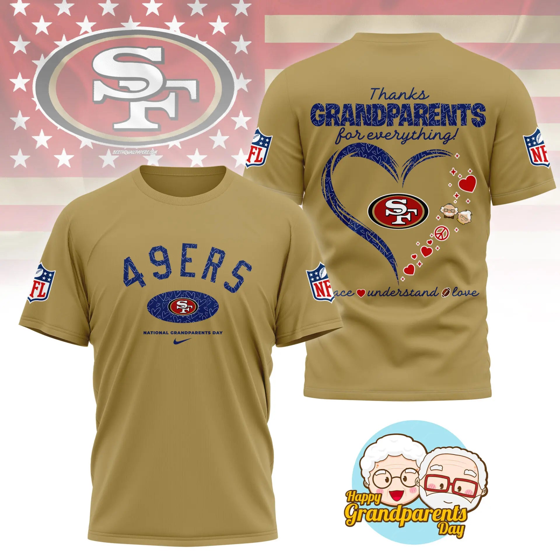 San Francisco 49ers | Premium National Grandparents Day 3D Shirt NY – HuddleStyle.com - Image 5