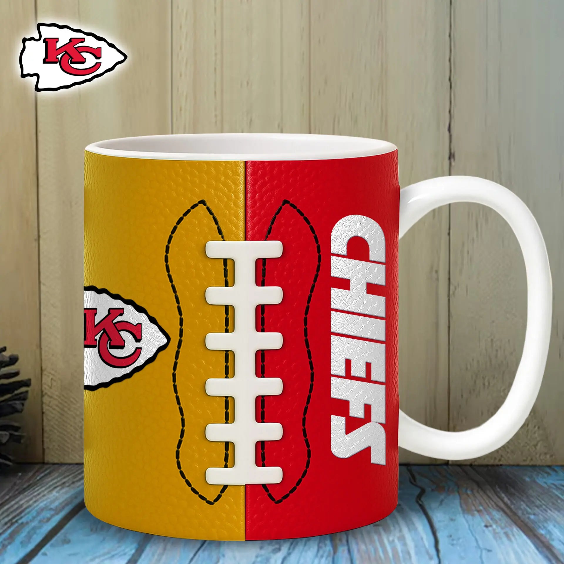 Kansas City Chiefs | Premium NFL Split Color Ceramic Mug HI – HuddleStyle.com - Image 3